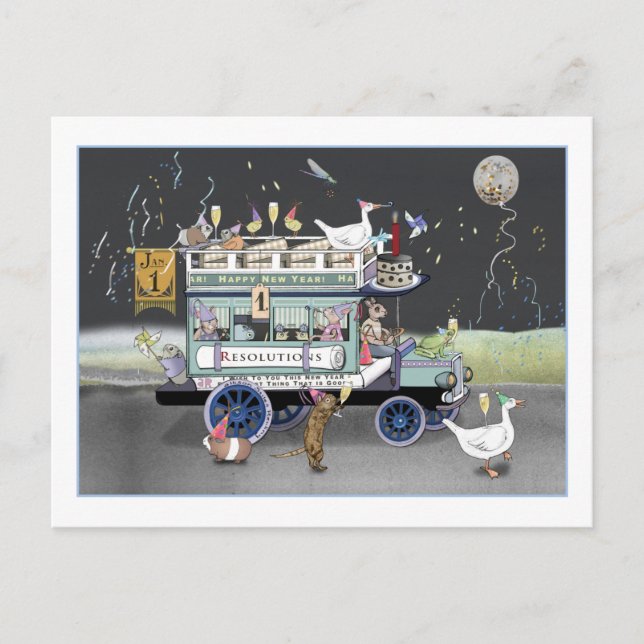 Happy New Year Postcard Postkarte (Vorderseite)