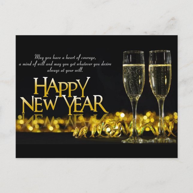 Happy New Year Postkarte (Vorderseite)