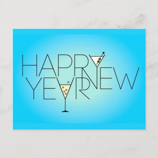 Happy New Year Postkarte (Vorderseite)