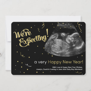 Happy New Year Pregnancy Announcement Card Feiertagskarte