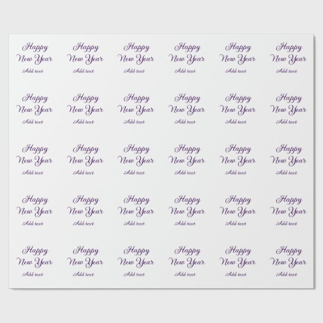Happy new year purple calligraphy simple minimal  geschenkpapier (Flach)
