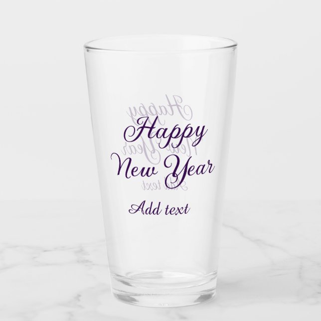 Happy new year purple calligraphy simple minimal  glas (Vorderseite)