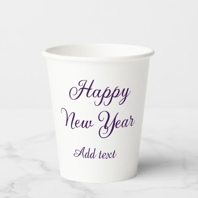 Happy new year purple calligraphy simple minimal  pappbecher (Vorderseite)