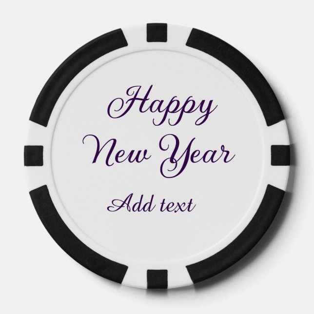 Happy new year purple calligraphy simple minimal  pokerchips (Vorderseite)
