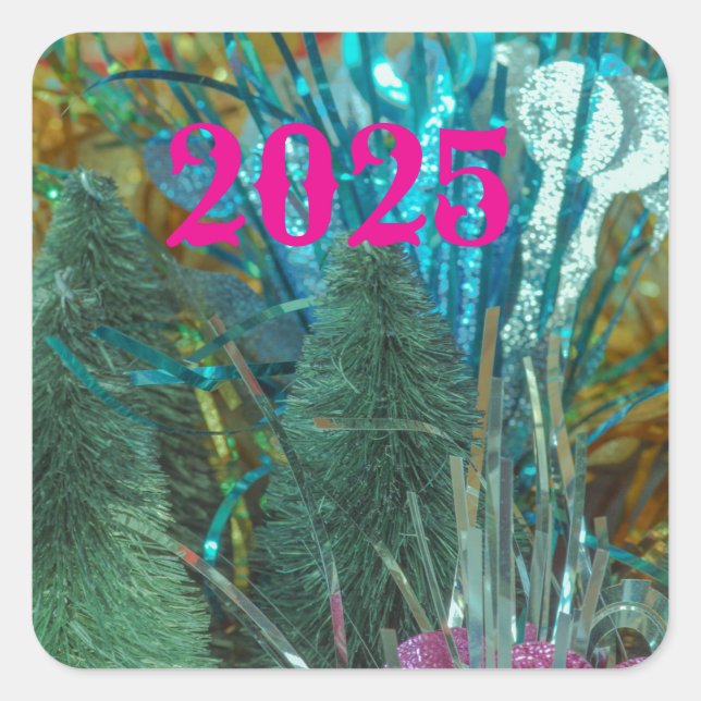 HAPPY New Year Quadrat Aufkleber mit blendenden Fa (Vorderseite)