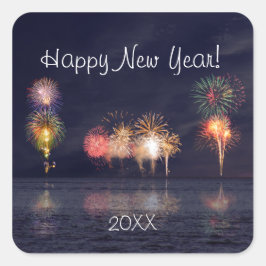 Happy New Year Quadratischer Aufkleber