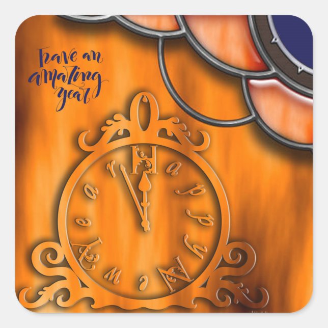 Happy New year Quadratischer Aufkleber (Vorderseite)