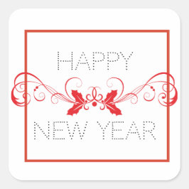 Happy New Year Quadratischer Aufkleber