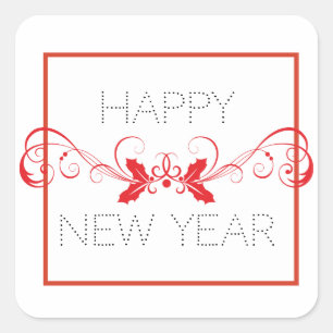 Happy New Year Quadratischer Aufkleber