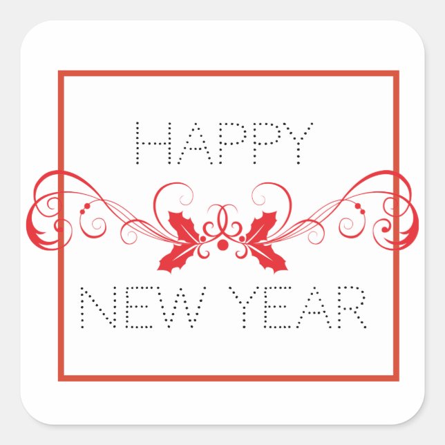 Happy New Year Quadratischer Aufkleber (Vorderseite)