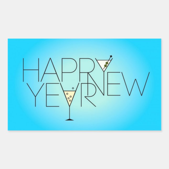 Happy New Year Rectangle Stickers (Vorderseite)