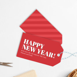 Happy New Year Red and White Custom Geschenkanhänger