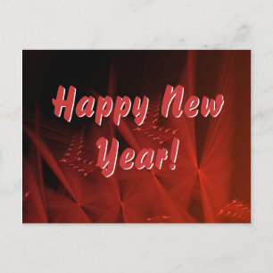 Happy New Year Red Gleem Abstraktes Fraktal Kunst Postkarte