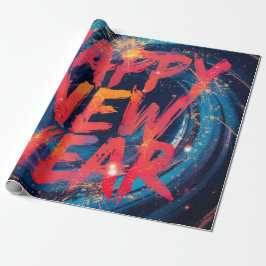 Happy New Year Red sparkle script Geschenkpapier