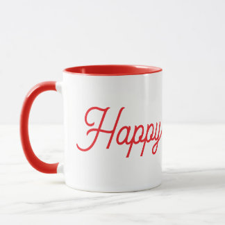 Happy New Year Red & White Ceramic Mug Tasse