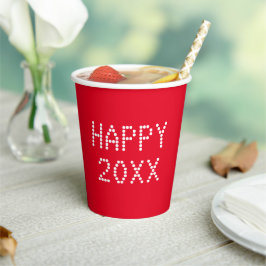 Happy New Year Red White Custom Number Moderne Pappbecher