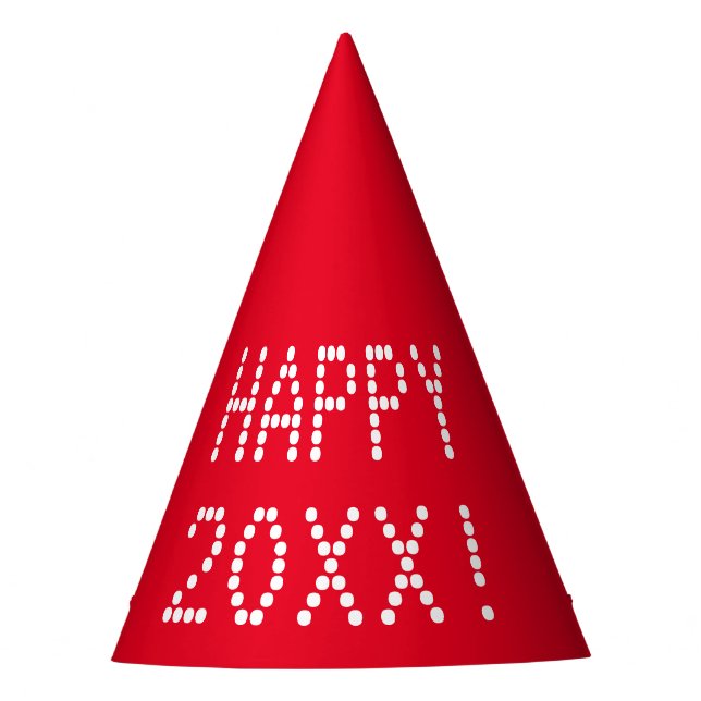 Happy New Year Red White Custom Number Moderne Partyhütchen (Vorderseite)
