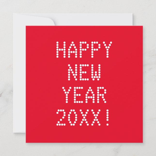 Happy New Year Red White Custom Text modern Karte (Vorderseite)