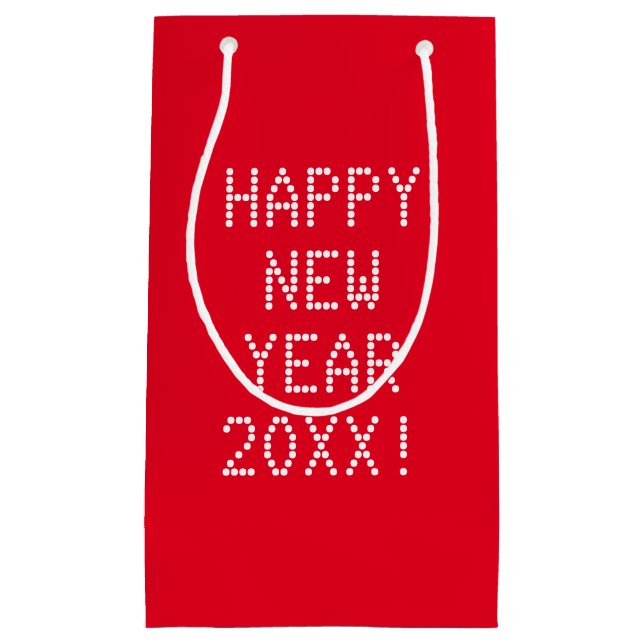 Happy New Year Red White Custom Text modern Kleine Geschenktüte (Vorderseite)