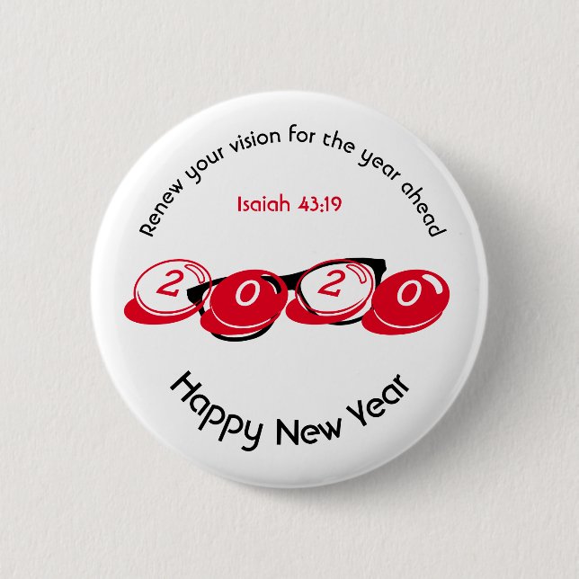 Happy New Year RENEW VISION 2020 Stilvoll Button (Vorderseite)