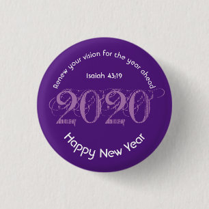 Happy New Year RENEW VISION 2020 Stilvoll Lila Button