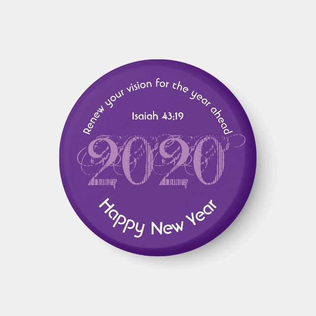 Happy New Year RENEW VISION 2020 Stilvoll Lila Magnet (Vorne)