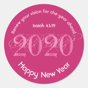 Happy New Year RENEW VISION 2020 Stilvoll PINK Runder Aufkleber