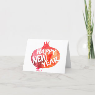 Happy New Year Rosh Hashana Pomegranate Art Card Dankeskarte
