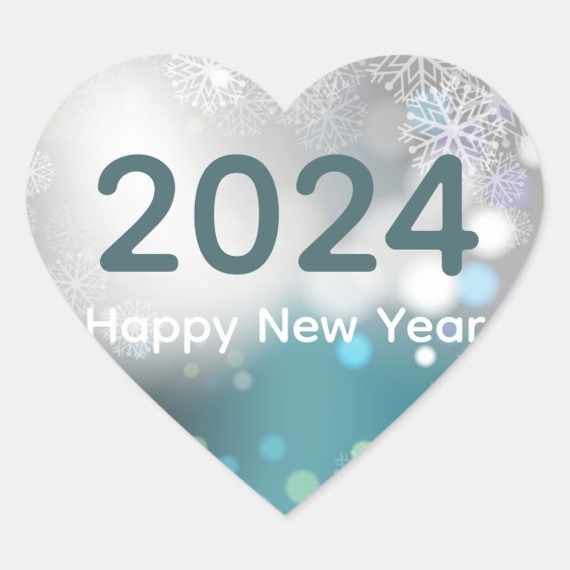 Happy New Year Round Sticker Snowflakes (Vorderseite)