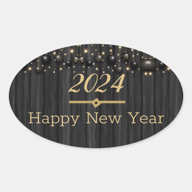 Happy New Year Runde Sticker (Vorderseite)