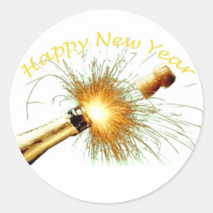 Happy New Year Runder Aufkleber