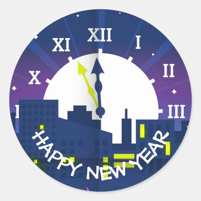 Happy New Year Runder Aufkleber (Vorderseite)