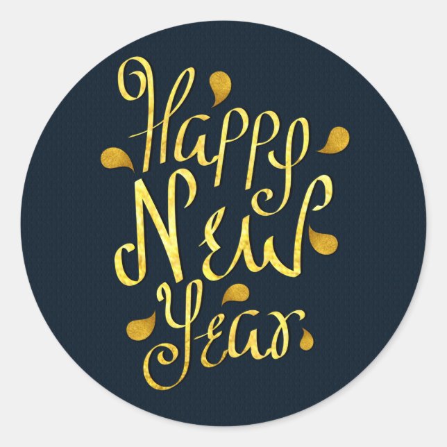 Happy New Year Runder Aufkleber (Vorderseite)