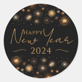 Happy New Year Runder Aufkleber