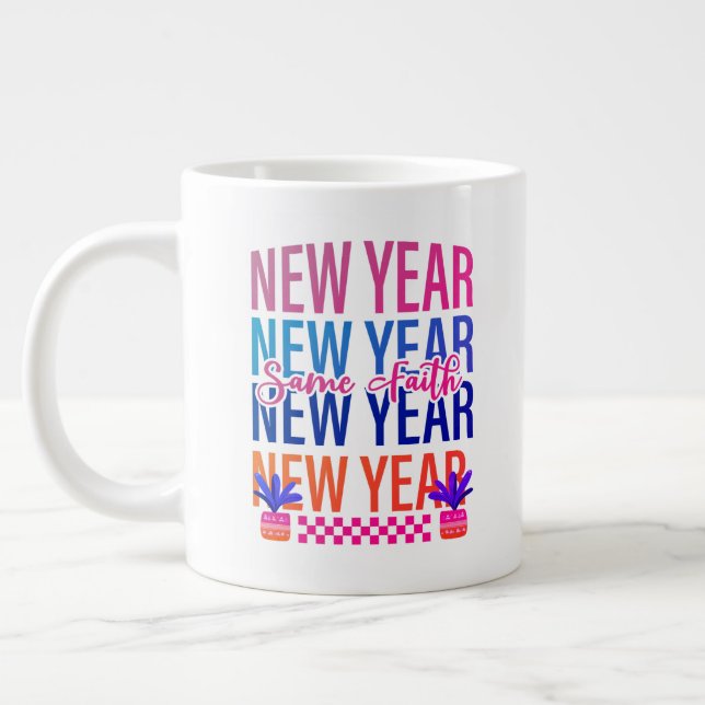 Happy New Year Same Faith Fun Color Jumbo-Tasse (Links)