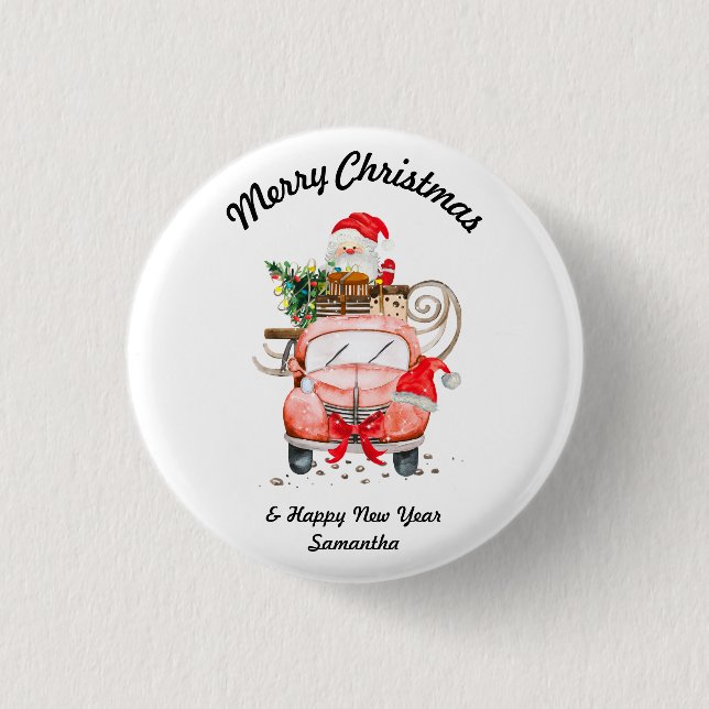 Happy new year Santa gifts merry Christmas Button (Vorderseite)