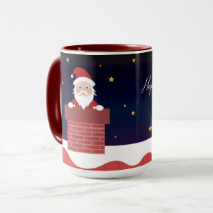 Happy New Year Santa on House Dach Tasse