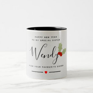 Happy New YEAR Schwester Zweifarbige Tasse