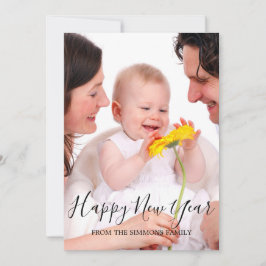 Happy New Year Script Family Foto Feiertagskarte