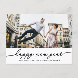 Happy New Year Script mit Foto 2020 Card Feiertagspostkarte