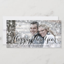 HAPPY NEW YEAR Script Modern Custom Foto Feiertagskarte