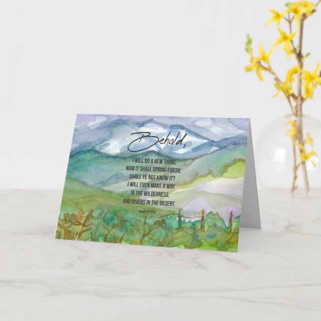 Happy New Year Scripture Isaiah Bible Verse Karte (Gelbe Blume)
