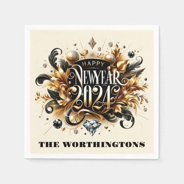 Happy New Year Serviette (Vorderseite)