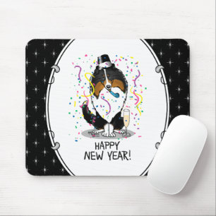 Happy New Year Shetland Sheepdog (Trikolon) Niedli Mousepad
