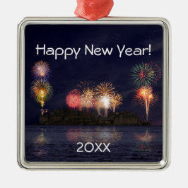 Happy New Year Silbernes Ornament