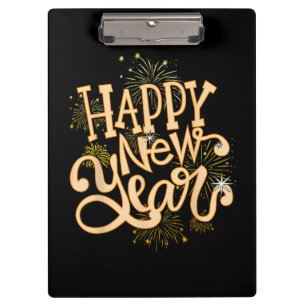 Happy New Year Silvester Party Frauen Männer Famil Klemmbrett