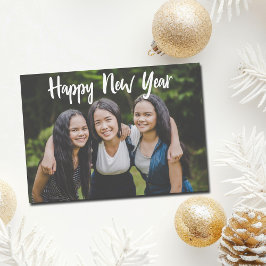 Happy New Year Simple Foto White Script Overlay Feiertagskarte