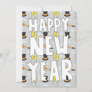 Happy New Year Sketchy Einladung