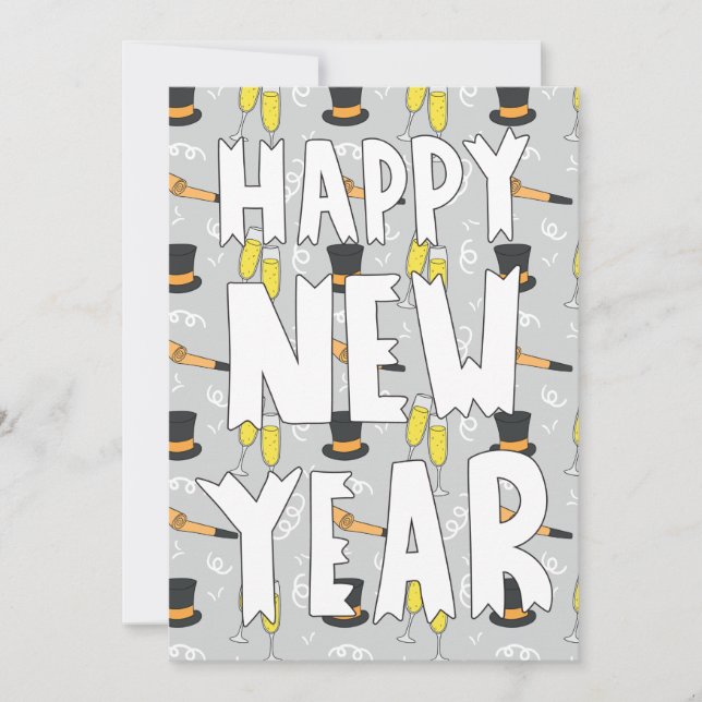 Happy New Year Sketchy Einladung (Vorderseite)