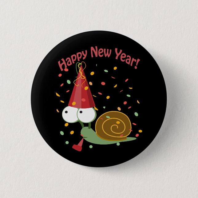 Happy New Year Snail Button (Vorderseite)